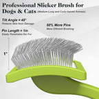 2PCS Slicker Brush for Dogs & Pet Comb,Professional Dog Grooming Brush (Goldendoodles,Poodles,Labradoodles) with Extra Long Pins to Effectively Remove Tangles, Knots and Mats (Green)