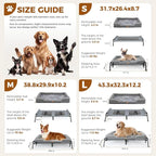 Lekereise Cooling Elevated Dog Bed for Large Dogs, Portable Indoor & Outdoor Raised Dog Bed with Breathable Mesh,Pet Hammock Cots with Removable Dog Beds