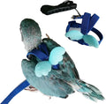 Pet Parrot Bird Harness Leash Adjustable Bird Flying Harness Traction Rope with Cute for Parrots Budgerigar Lovebird Cockatiel Mynah Outdoor Training Toy (Mynah,Blue)
