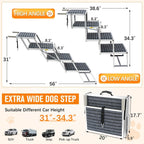 20" Extra Wide Dog Ramp, 4-Step Foldable Pet Stairs with Non-Slip Carpet - Lightweight Aluminum for SUV/Truck/Car & High Beds - Supports Large Dogs up to 200Lbs