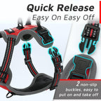 Eagloo Small Dog Harness No Pull, Service Vest with Reflective Strips and Control Handle, Adjustable and Comfortable for Easy Walking, No Choke Pet Harness with 2 Metal Rings, Red, XS