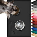 VIVAGLORY Dog Bowl Mat Grippymat Pet Food Mat, Waterproof Washable Nonslip Silicone for Pet & Cat, Food and Water Placemat with Lip & Raised Edges for Indoor Floor, S, Black