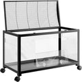 Large Metal Hamster Enclosure Rat Cage with 360 Viewing Acrylic Sides, Ventilated Front Door & Openable Top, Portable Hamster Tank for Guinea Pig, Chinchilla, Gerbil, 37.8''Lx18.5''Wx20''H Black