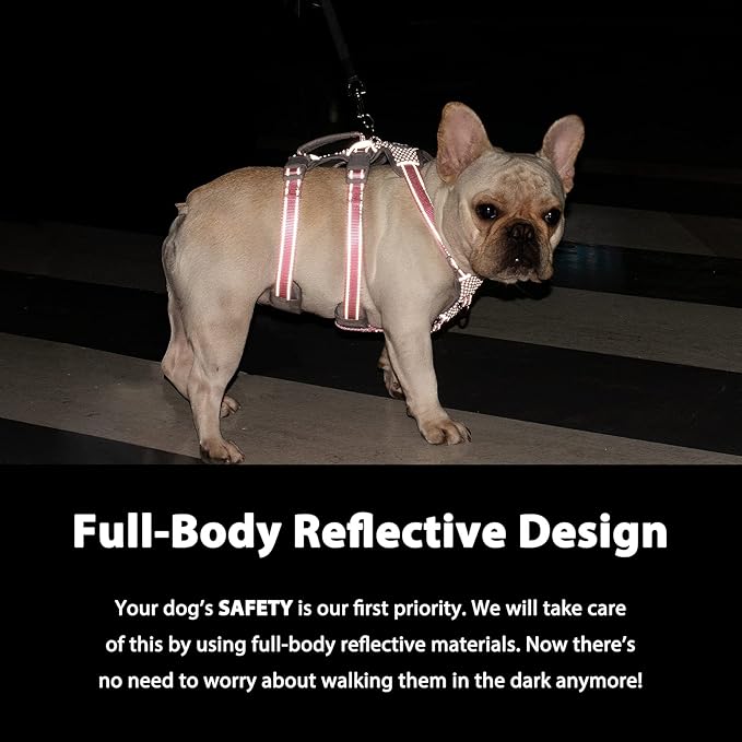 Escape Proof Dog Harness, Secure Dog Harness No Escape, Fully Reflective Harness with Handle, Breathable, Durable, Adjustable Vest for Medium Dogs Walking,and Running Gear (Red,M)