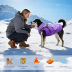 Mosucoirl Warm Dog Coats Pet Clothes, Waterproof Dogs Jacket Reflective Pet Outfits Winter Dog Cold Weather Coat Cozy Snow Jackets Vest for Small Medium Large Dogs Puppy Doggie (Purple, XL)