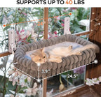 CHEERPALS Cat Window Perch for Indoor Cats Hammock for Window with Reversible Cushion, Foldable Cat Window Bed for Large Cats and Kittens(Grey,Medium)