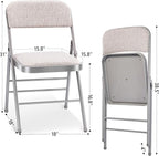 2 Pack Folding Chairs with Fabric Padded Cushion and Back, Commercial Grade Metal Chairs with Comfortable SOFT Fabric Cushion for Home and Office, for Indoor and Outdoor Events (2, White-Fabric)