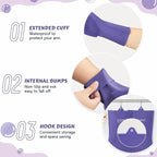 Pecute Pet Grooming Gloves, Large, Heat Resistant, Silicone Bathing and Massaging Gloves with High-Density Teeth and Enhanced Five Finger Design for Dogs and Cats, Purple