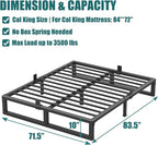 10 inch California King Size Bed Frame Low Profile Metal Platform Frames with Mattress Slide Stopper,Heavy Steel Slats Support,No Box Spring Needed,Noise Free,Non-Slip,Easy Assembly