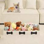 Qozary Large Dog Toy Basket with Diy Tag - Collapsible Dog Toy Bin, Fabric Personalized Dog Toy Box, Trapezoid Dog Toy Storage and Organizer for Pet Supplies