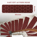 RIOLAND Non-Slip Carpet Stair Treads for Wooden Steps Indoor, 8" X 30", 15 Pack Peel and Stick Stair Treads Runners for Kids Elders and Pets, Red