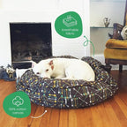 Molly Mutt Petite Dog Duvet Cover - Round - Papillon Print - Measures 20’’ x 4’’ - 100% Cotton - Durable - Breathable - Sustainable - Machine Washable Dog Bed Cover - Pre-Shrunk