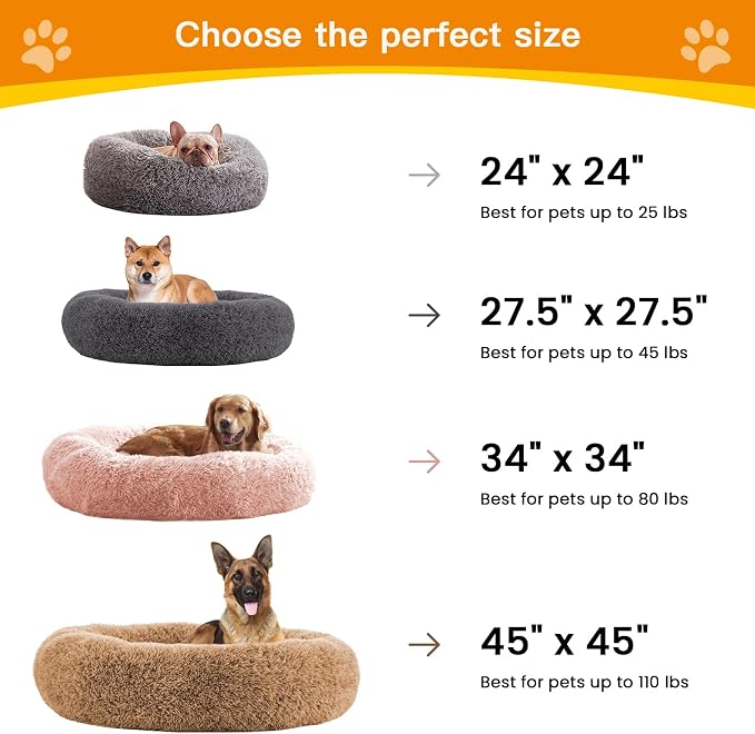 Calming Dog Bed Anti-Anxiety Donut Dog Beds for Small Medium Large Dogs,Washable Plush Fluffy Indoor Cat Kitten Round Cuddler Cushion (Pink, XX-Large)