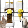 kathson Automatic Rabbit Feeder and Waterer Set, Gravity Pet Food Water Dispenser Bunny Pellet Feeder Small Animal Feeding & Watering Supplies for Guinea Pig Ferret Crate Accessories (Yellow)
