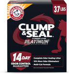 ARM & Hammer Clump & Seal Platinum Cat Litter, Multi-Cat, 14-Day Odor Control, Rock-Hard Clumps, 37 lbs – Powerful Odor Eliminator with Baking Soda
