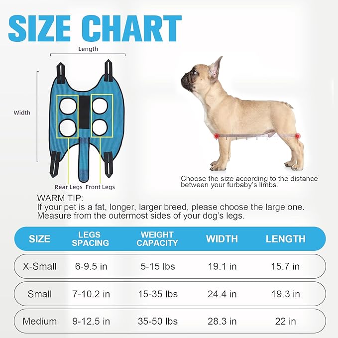 PAWCHIE Dog Grooming Hammock Harness for Dog Cat with Pet Nail Clipper Trimmer-Breathable Cat Hanger Sling for Trimming Clipping Nails-Dog Hammock Restraint Bag for Small Medium Large Dog, Dark Blue S