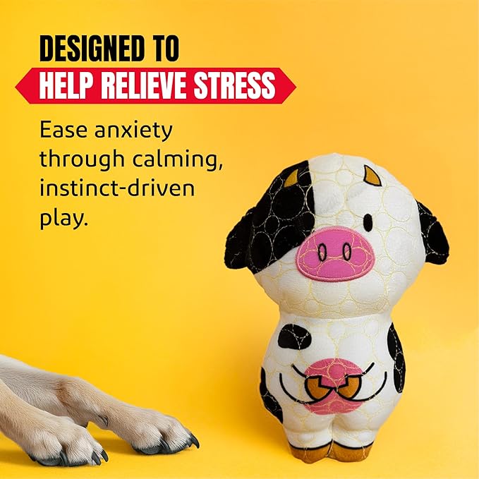 Bite Force -Durable & Strong Dog Toy Cow with Squeaker, Kevlar-Reinforced for Aggressive Chewers for Small Medium Large Dogs - Green.