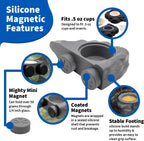 Pangea Silicone Gecko Feeding Ledge - Magnetic Mini Food Dish for Reptile Tank - 4.125" x 2.625" x 1.18" - Fits 0.5oz Cups (Gray)