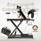 Electric Pet Grooming Table for Large Dogs - Professional Heavy Duty Height Adjustable Pet Grooming Station with Anti Slip Tabletop, Two Nooses & Tool Organizer, Maximum Capacity Up to 250 lbs Black