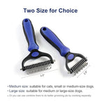 WePet Grooming Rake for Dogs & Cats, Double-Sided Deshedding Brush, Extra-Wide Dematting Tool, Slicker Comb for Undercoat & Loose Hair Removal, Reduces Shedding by 95%, Blue, Large