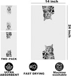 Hanamiya Na 2 Pcs Cute Cat Gifts Hand Towels 24x14 Inch, Funny Cats Gift Reusable Dish Towels for Kitchen Decor, Waffle Weave Absorbent Hand Cloth Tea Towel, Cat Lover Gifts for Women Mom Friend