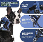 BUMBIN Tactical Dog Harness for Large Dogs No Pull, Famous TIK Tok No Pull Puppy Harness, Fit Smart Reflective Pet Walking Harness for Training, Adjustable Dog Vest Harness with Handle Denim Blue L