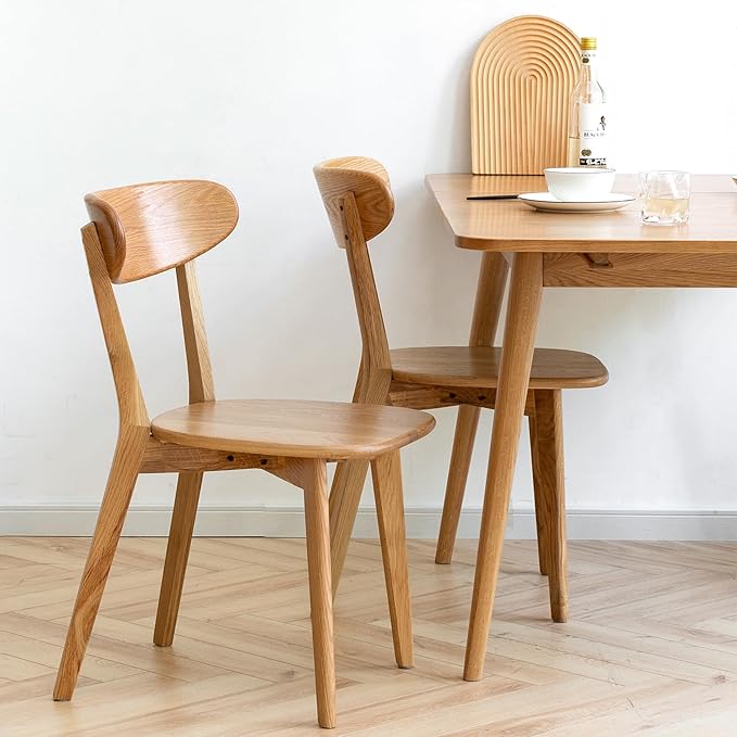Wood Dining Chair for Kitchen & Dining Room - FAS-Grade North American Oak, Natural Wood Dining Chair with Ergonomic Curved Back,Easy Assembly,Heavy Duty Dining Chairs 400 lb Capacity