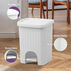 Superio 2-Pack Mini 6L Step Pedal Trash Can - Wicker Design, Hidden Mechanism, Durable Plastic, Ideal for Desktop, Countertop, Pet Waste/Dog Poop- White