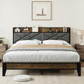 IDEALHOUSE King Size Bed Frame with Storage Headboard, Platform Bed with Charging Station, Solid Metal Bed Frame, No Box Spring Needed, Easy Assembly