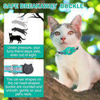 Airtag Cat Collar Breakaway, Reflective Kitten Collar with Bell and Apple Air Tag Holder, GPS Cute Cat Collar, Glow in The Dark Pet Collars for Boy Girl Cats, Kittens, Puppies, Aqua