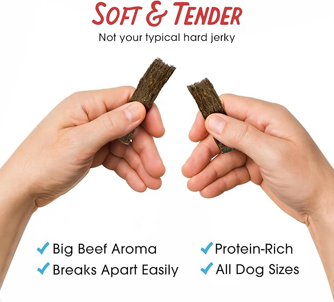 Farmland Traditions Dogs Love Beef Jerky Dog Treats, All Natural, Grain-Free, High Protein Training Treats, 2 Pound Bag