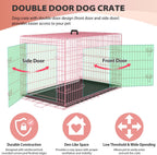 BestPet | Dog Crate | 24" | Pink | Foldable Metal Kennel with Double Doors, Secure Slide-Bolt Latches, Leakproof Tray | Portable Dog Cage for Small Breeds | for Travel, Indoor & Outdoor Use
