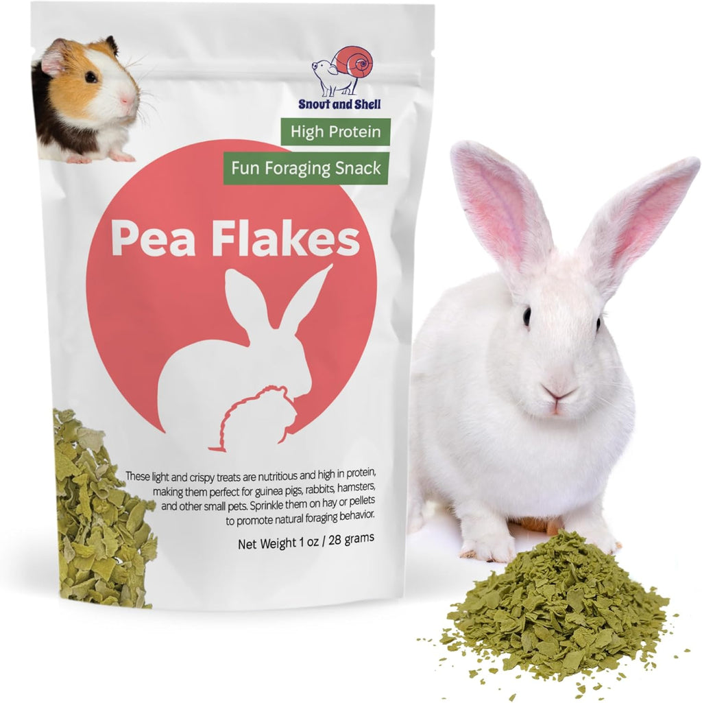 Snout and Shell Pea Flakes for Small Pets – High-Protein Treat for Guinea Pigs, Rabbits, Hamsters, Chinchillas & More – Fun Foraging Snack – 2 oz (28g)