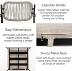 Outdoor Dining Chairs Set of 4, Wicker Patio Dining Chairs with Removable Cushions, Rectangle Patio Table Chair, All Weather Outdoor Chairs, Metal Lawn Chair for Adults/Indoor/Deck, Beige