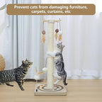 PEEKAB Cat Scratching Post Sisal Scratch Posts for Indoor Cats and Kittens,with Tracking Ball Interactive Toys and Hanging Balls 30 Inches Beige