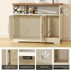 Cat Litter Box Enclosure, Hidden Litter Box Furniture with Scratch Pad, Farmhouse Indoor Cat House Washroom End Table, White