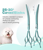 Fenice Peak 7" Professional Dog Grooming Scissors Set, Japanese 440C Stainless Steel Straight Thinning Curved Chunker Shears for Pet Grooming, Trimming Face, Paws, Green