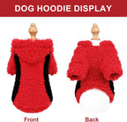 YIKEYO Dog Hoodie Pet Clothes Sweater with Hat Soft and Warm Cold Weather for Small Patchwork Hood(Red, Medium)