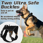 rabbitgoo Tactical Dog Harness for Large Dogs, No Pull Military Service Vest with Handle & Molle, Easy Control for Training Walking, Adjustable Reflective Straps, Black, L