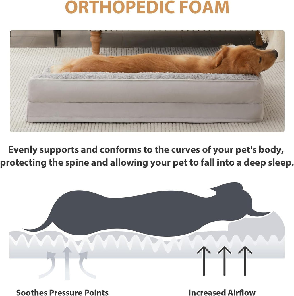 BFPETHOME Orthopedic Dog Beds for Large Dogs-Waterproof Sofa Dog Bed with Removable Washable Cover, Large Pet Bed with Waterproof Lining and Nonskid Bottom, Pet Bed for Dogs