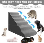 Dog Stairs for High Beds 30-36 inches Tall, 6-Step Dog Steps for Bed 32-36 inches for Small Large Dogs, Dog Ramp for Bed, 30D Foam Pet Stairs/Steps for High Beds for Old Dogs/Cats, Grey