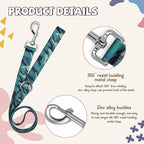 Print Patterned Dog Collar Leash Set, Adjusted Quick-Release Plastic Buckles and Heavy-Duty Steel D-Ring Nylon Collar Leash Set Strong Durable, Green Camo,S