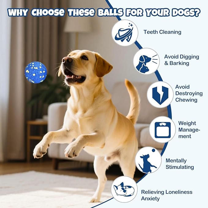 petizer 6 Pack 2.5’’ Dog Balls, Tough Dog Toys for Aggressive Chewers, Interactive Ball for Fetch Game, Lightweight Floating Toy, Durable Bouncy High Elasticity E-TPU Teething Chew Toys