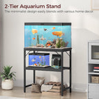 20 Gallon Fish Tank Stand, Aquarium Stand with 2-Tier Storage Shelves, Heavy Duty Breeder Turtle Terrarium Stand Rack for Home Office, 24.0" L x 11.8" W x 24.4" H, Black FTBK2001