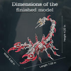 Scorpion 3D Metal Puzzles Kits for Adults Teens – 454 Pcs – Mechanical Assembly Models – 4 Hours to Build – Ideal for Gifts and Decorations (Red)