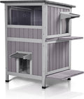 GUTINNEEN Outdoor Cat House Weatheproof Feral Cat Shelter Wooden Cat Condo for Winter with Escape Doors（AIR14）