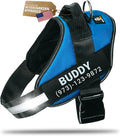 Personalized Dog Harness with Custom Name Patches, Adjustable Reflective No Choke Dog Vest with Handle for Extra Large Dog, Blue, XL
