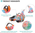 Dog Life Jacket High Flotation, Reflective Dog Life Vest for Swimming, Adjustable Dogs Life Preserver Rescue Handle Spring Summer Pool for Small, Medium, Large Dogs (HawaiiOrange,S)