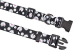 MarukoPet Dog Collar, Adjustable for Small Medium Large Dogs Puppy, Cute Design with Bohemia Floral Tribal Geometric Patterns Boys Girls Dog Collar(Black Daisy-XS)