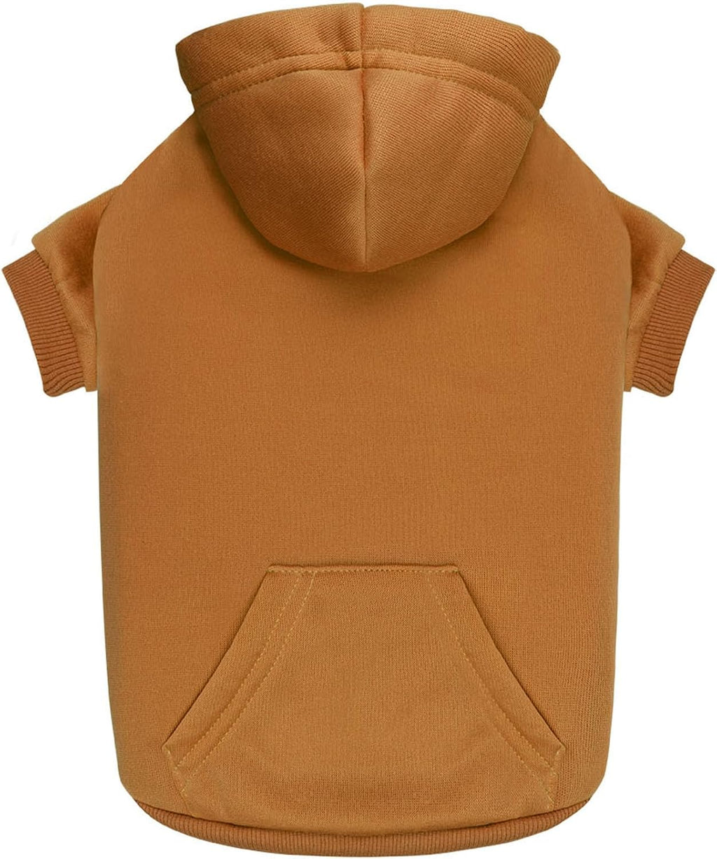Dog Hoodie Dog Sweaters for Small Dogs Dog Sweater Solid Soft Brushed Fleece Dog Clothes Dog Hoodie Sweatshirt with Pocket(Coffee-XS)